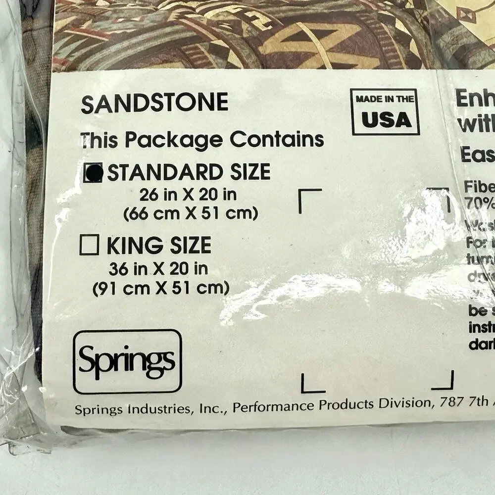 2 Vintage SPRINGS Standard Pillow Shams Usham Sandstone Geometric USA Made Retro